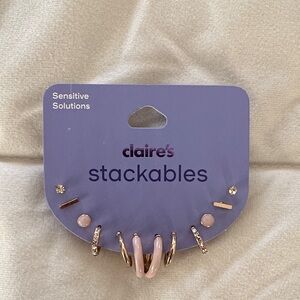 Claire's Pink and Gold Earring Set